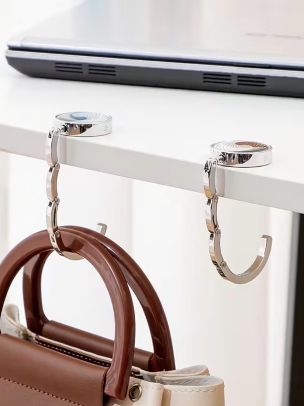 2D 1pc Tabletop Handbag Hook Organizer Heavy-Duty Metal Space Desk Spiral design